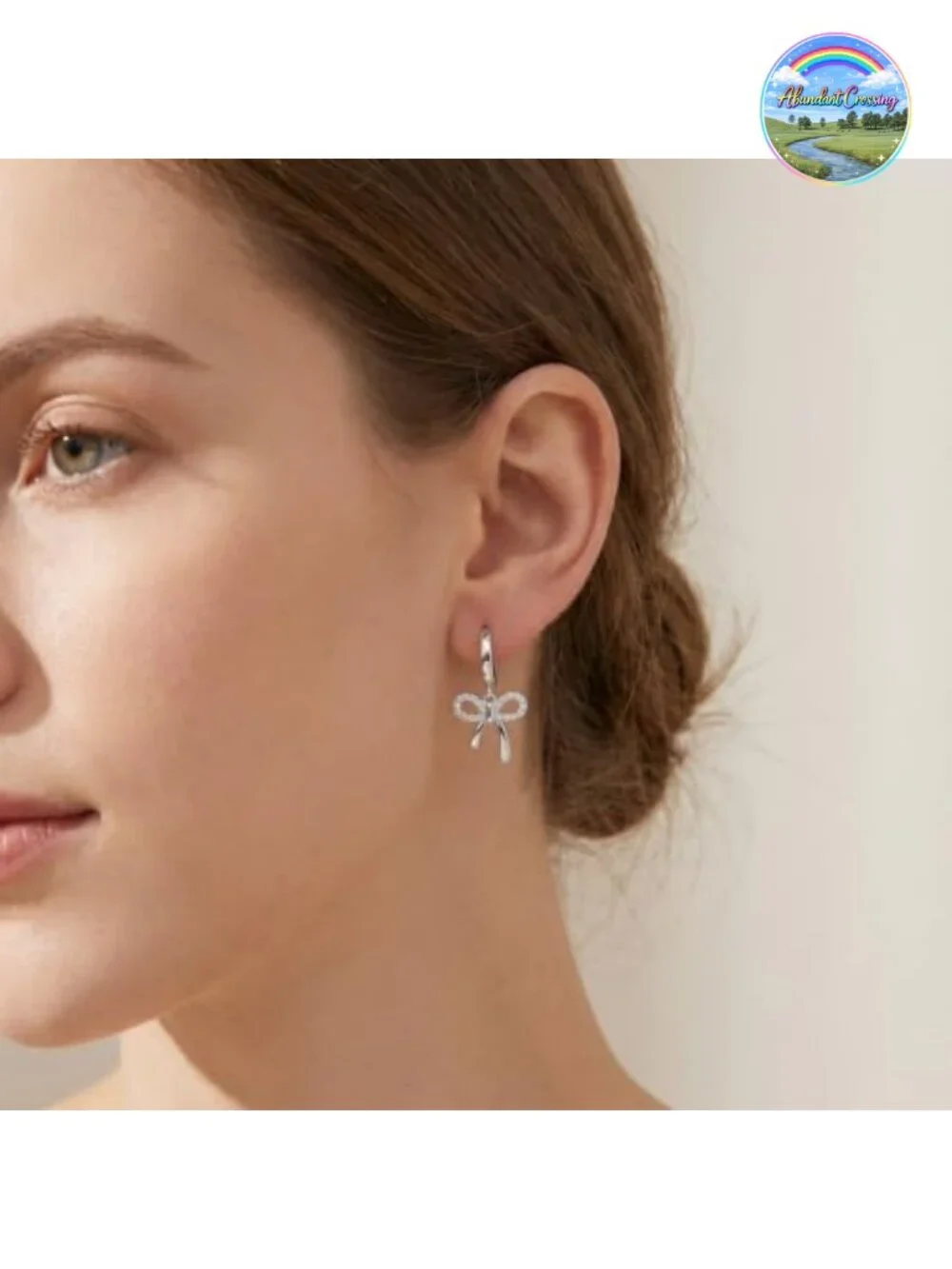 925 Sterling Silver Bow Drop Hoop Earrings for Women